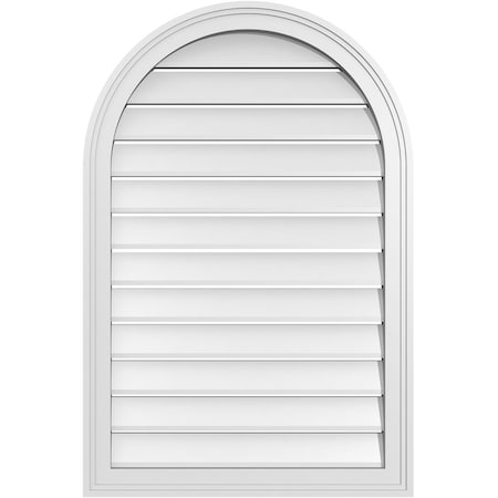 Ekena Millwork Round Top Surface Mount PVC Gable Vent: Functional, w/ 2"W x 1-1/2"P Brickmould Frame, 24"W x 36"H GVPRT24X3602SF